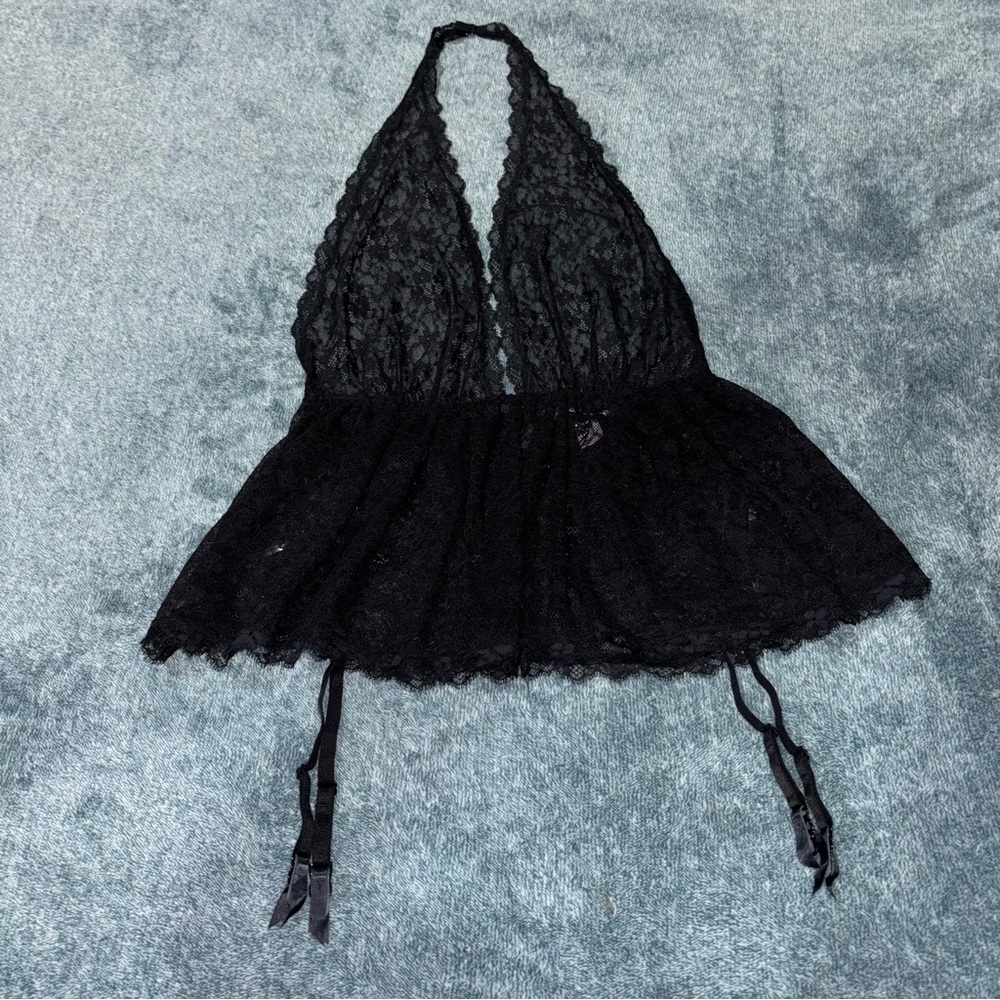 NWOT Victoria’s Secret Unlined Plunge Black Lace Babydoll Women’s Size Large